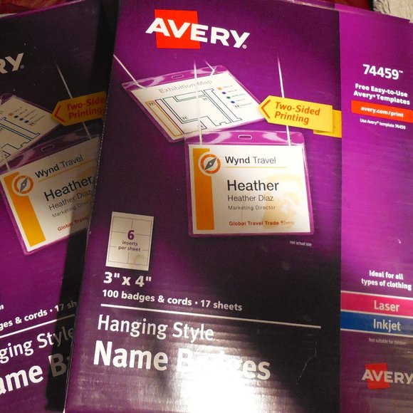 Avery Office Avery 3 X 4 Hanging Style Name Badges 74459 With